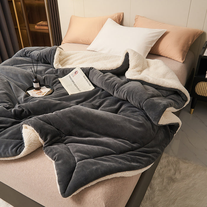 Warmtewereld Omkeerbare sherpa plaid, dik en warm voor bank en bed