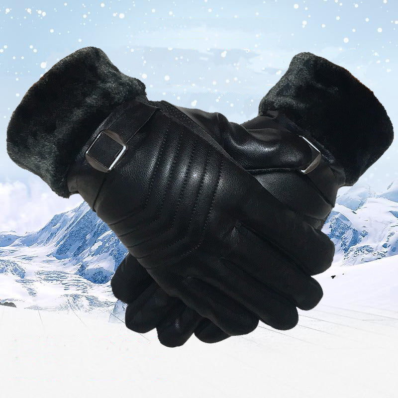 Zwarte gevoerde handschoenen van imitatieleer