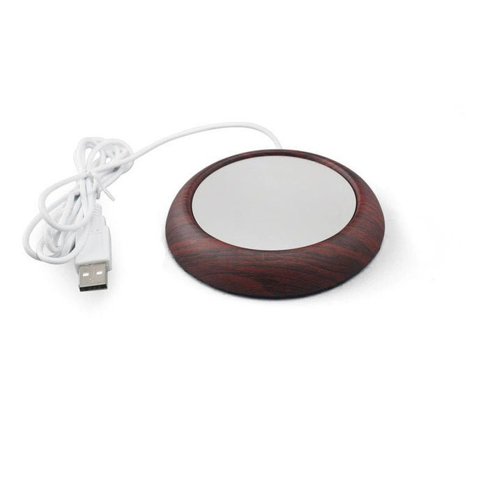Warmtewereld USB-kopwarmer met houtlook rand en slank ontwerp