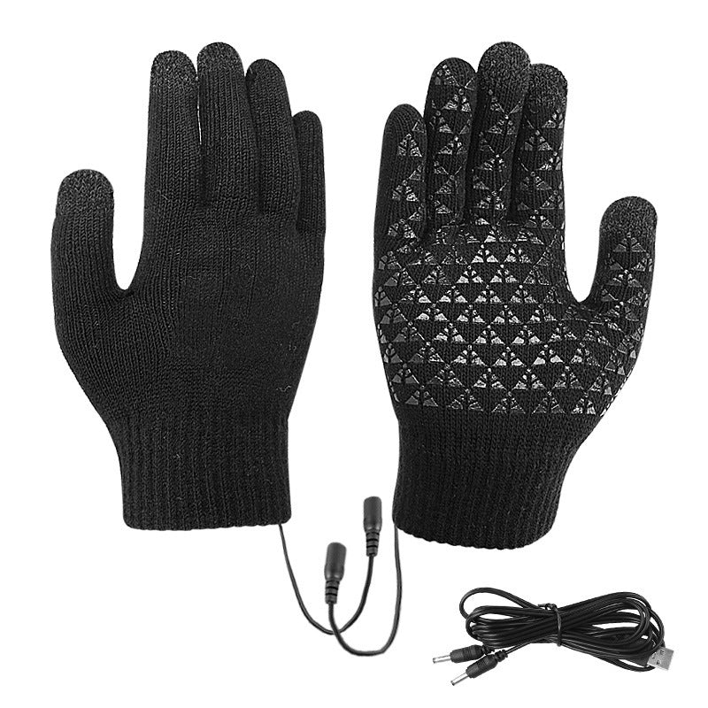 Gebreide verwarmde handschoenen met usb-kabel