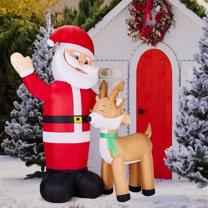 Opblaasbare zwaaiende kerstman met rendier
