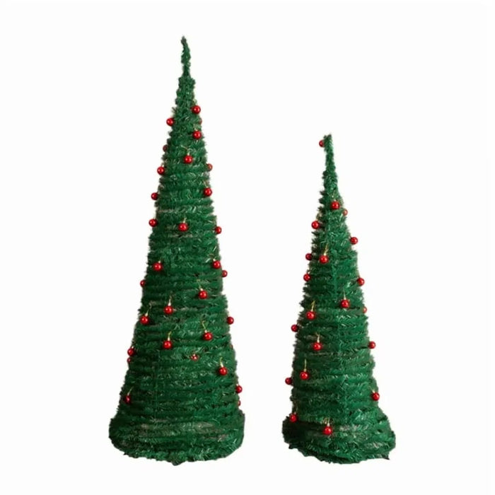 Warmtewereld Set van 2 pop-up kerstbomen 183 en 152 cm met rode ballen