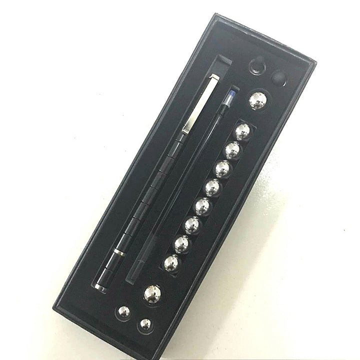 Zilveren magnetische fidget pen met balletjes