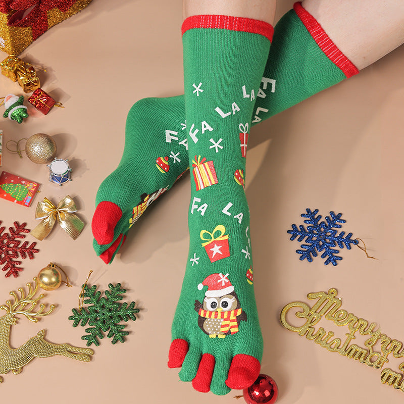 Kniehoge teensokken met kerstprint