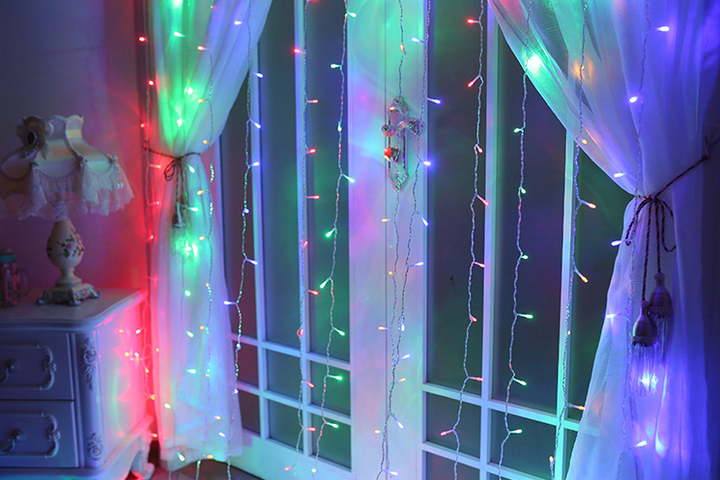 Led-lichtgordijn 3 x 3 m met 304 lampjes en afstandsbediening