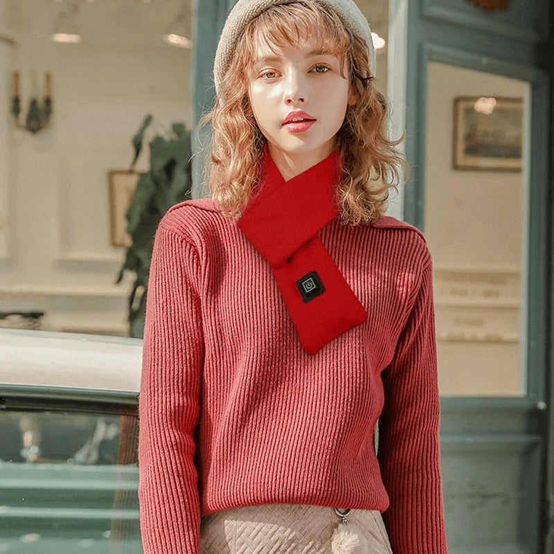 Warmtewereld™ Verwarmde sjaal van zachte fleece met drie warmtestanden