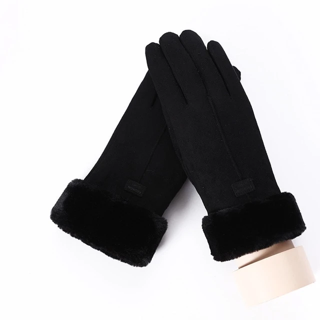 Handschoenen in suède look met pluche manchet