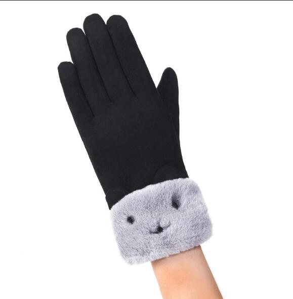 Warmtewereld Handschoenen in suède look met pluche manchet