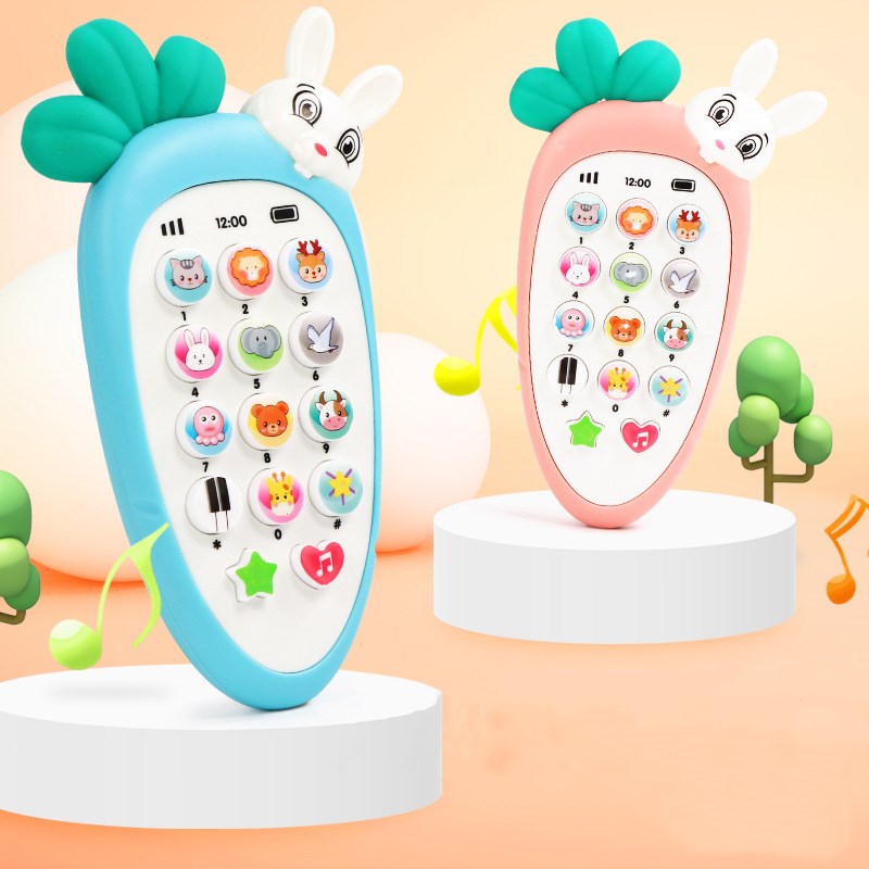 Oranje wortel speelgoedtelefoon voor baby's