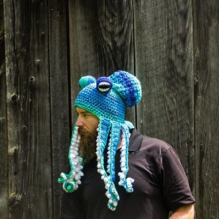 Gehaakte octopusmuts met krullende tentakels