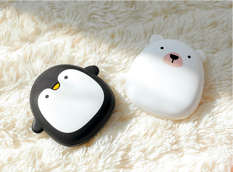 Schattige handwarmer pinguïn en ijsbeer, oplaadbaar op USB
