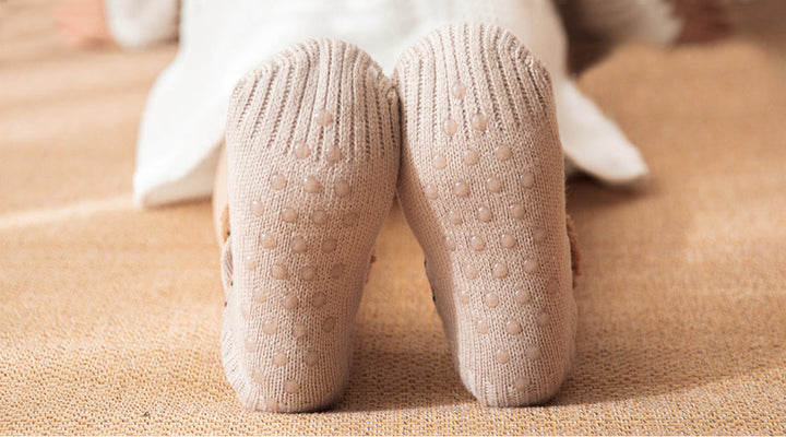 Gebreide huissokken met fleece boord