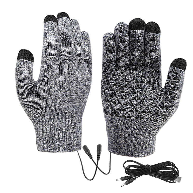 Gebreide verwarmde handschoenen met usb-kabel