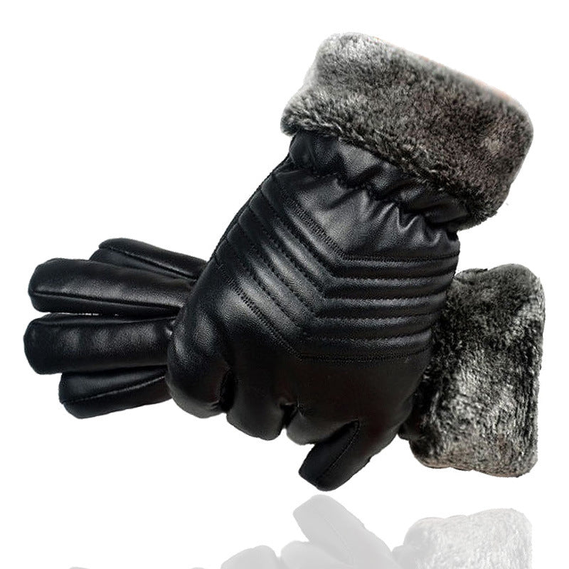 Zwarte gevoerde handschoenen van imitatieleer