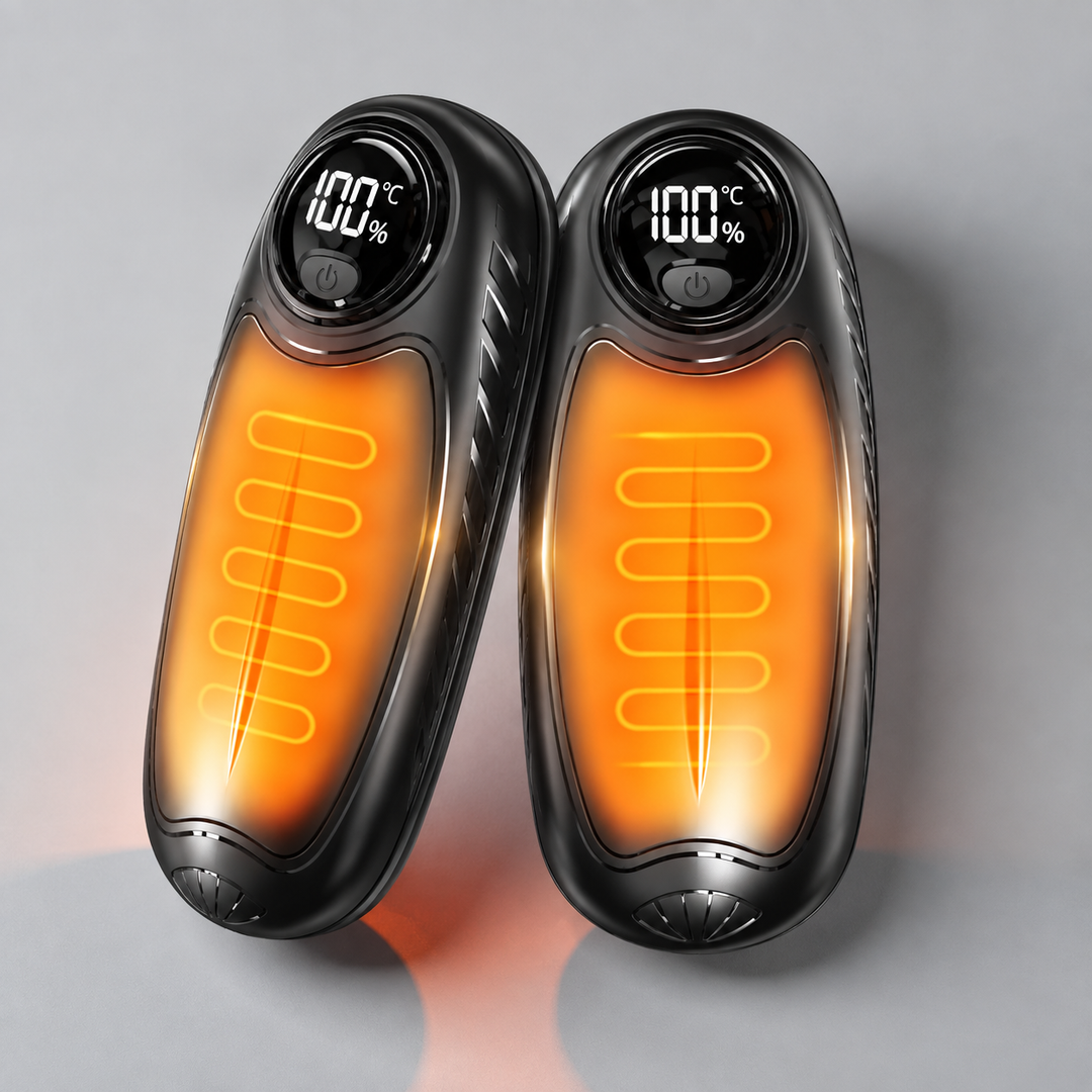 Warmtewereld™ Oplaadbare handwarmers met led en vijf warmtestanden, set van 2
