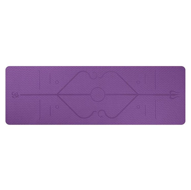Yogamat met uitlijningslijnen