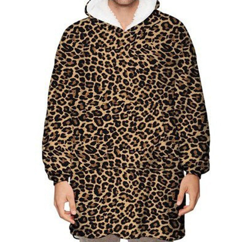 Oversized hoodie deken met capuchon en print