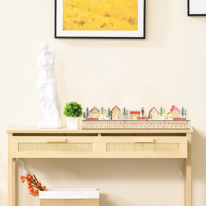 Lange verlichte houten adventskalender