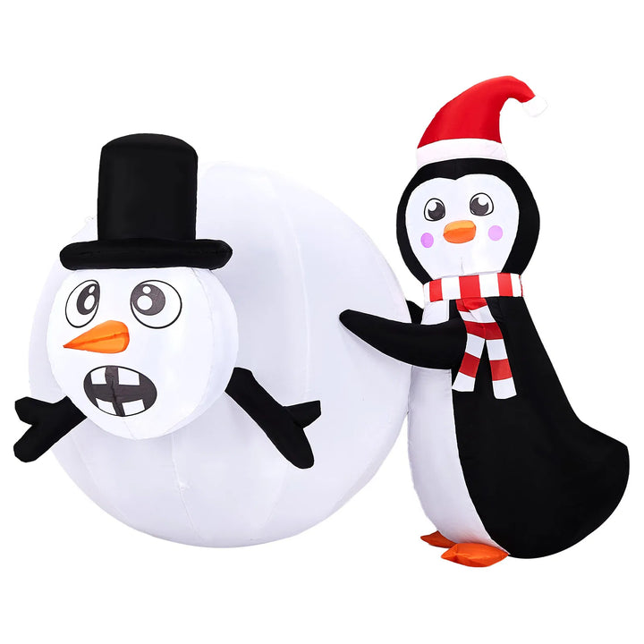 Opblaasbare pinguïn met sneeuwbal
