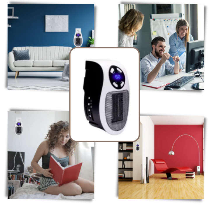 Warmtewereld™ Mini stopcontactkachel met draaibare stekker en timer
