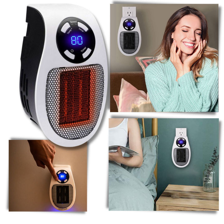 Warmtewereld™ Mini stopcontactkachel met draaibare stekker en timer