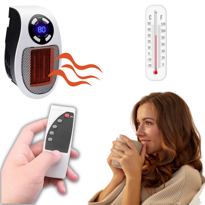 Warmtewereld™ Mini stopcontactkachel met draaibare stekker en timer
