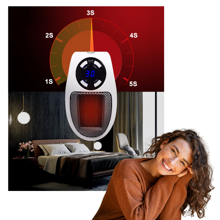 Warmtewereld™ Mini stopcontactkachel met draaibare stekker en timer