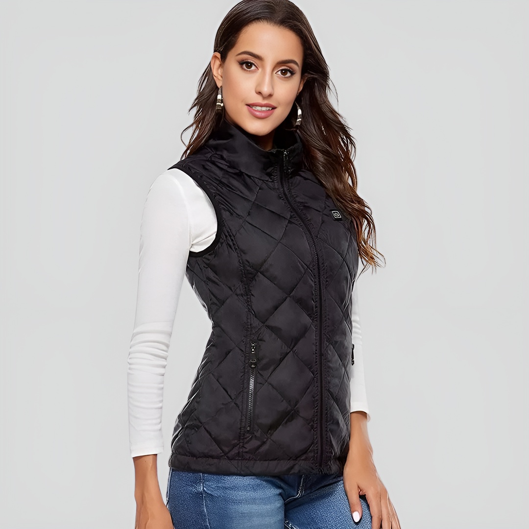 Warmtewereld™ Verwarmde bodywarmer dames met 9 zones en dubbele bediening