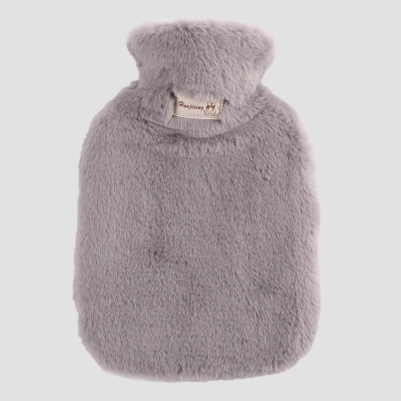 Kruik met pluche hoes van konijnenbont, 800 of 1000 ml