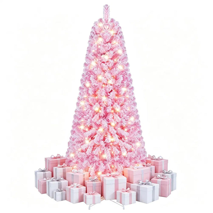 Warmtewereld Roze besneeuwde kerstboom 183 cm met 220 warmwitte leds