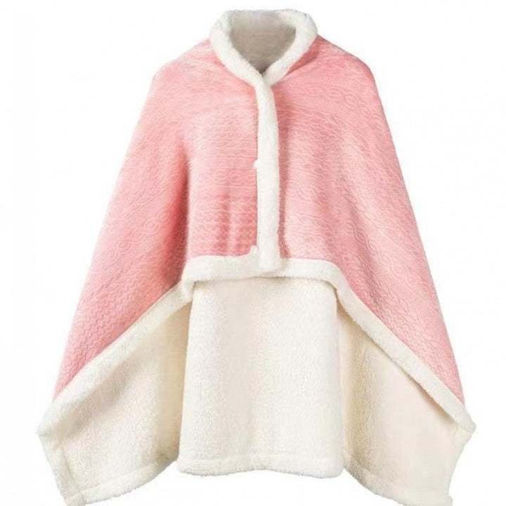 Draagbare fleece deken met knopen om schouders