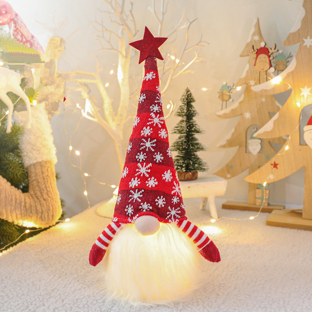 Kerstkabouter van gebreide stof met lange baard – 41 cm