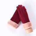 Handschoenen in suède look met pluche manchet