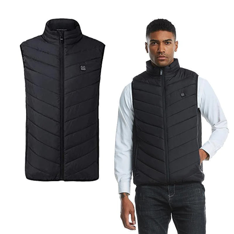 Warmtewereld™ Verwarmde bodywarmer van wind- en waterdicht nylon met nekwarmte