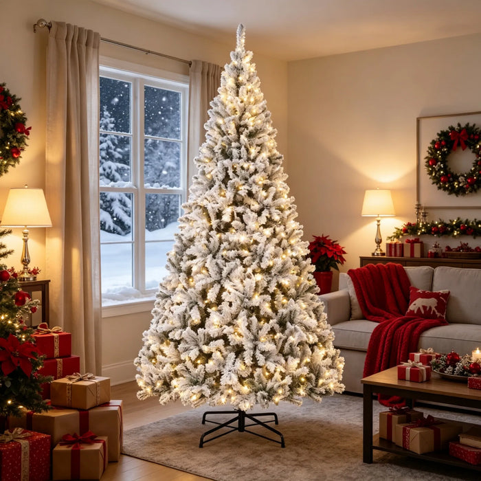Warmtewereld Besneeuwde Fraser fir 274 cm met 600 warmwitte lampjes
