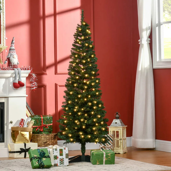 Warmtewereld Smalle kunstkerstboom met warmwitte verlichting