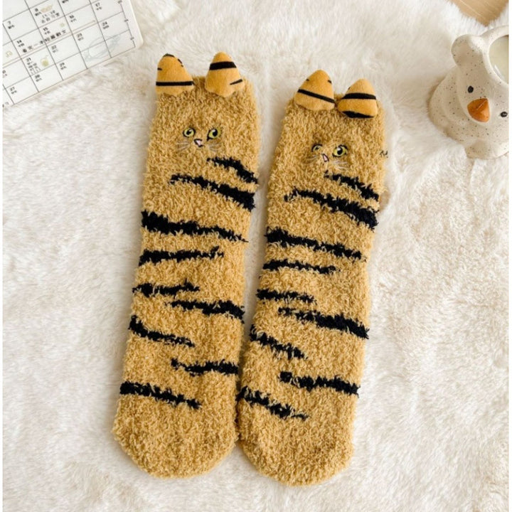 Fleecesokken met kattenoortjes en staart