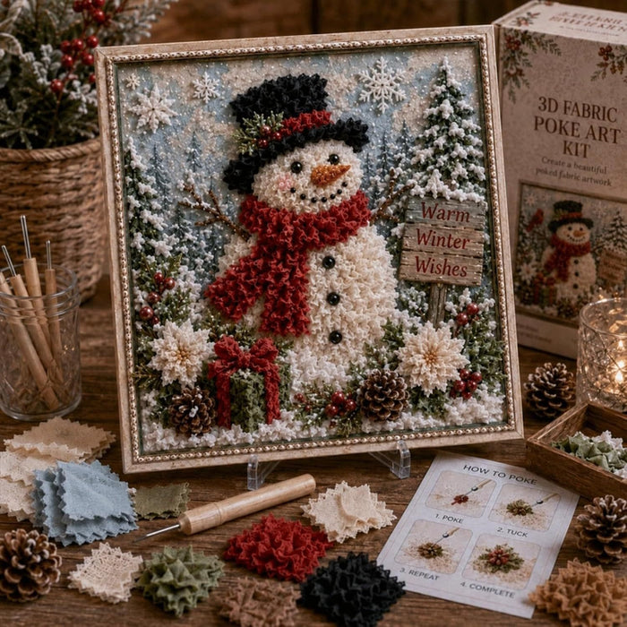 Warmtewereld 3D stoffen kerstschilderij om zelf te maken, met lijst