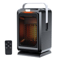 Keramische ventilatorkachel op een bureau