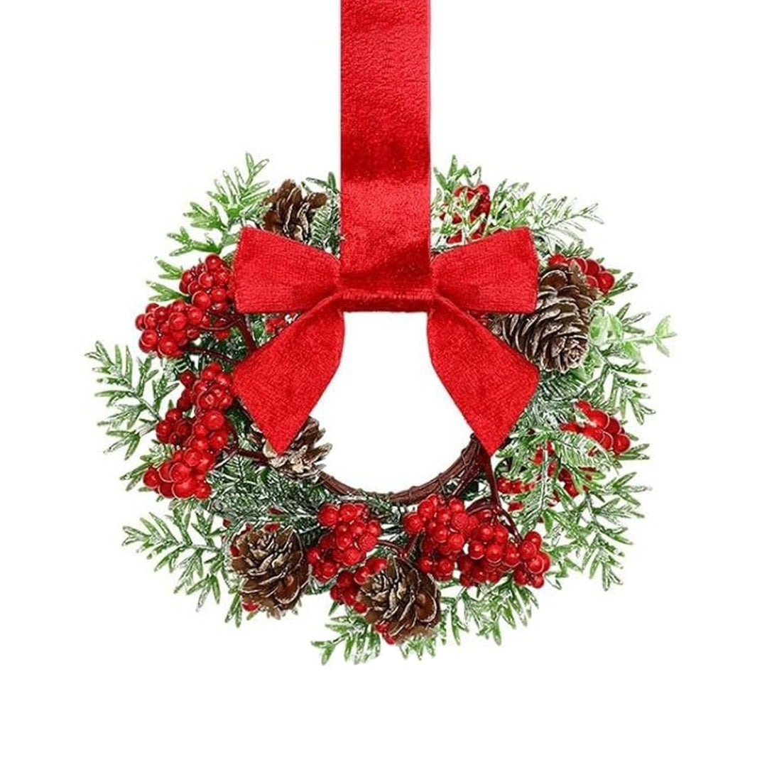 Klein kerstkransje met rode strik
