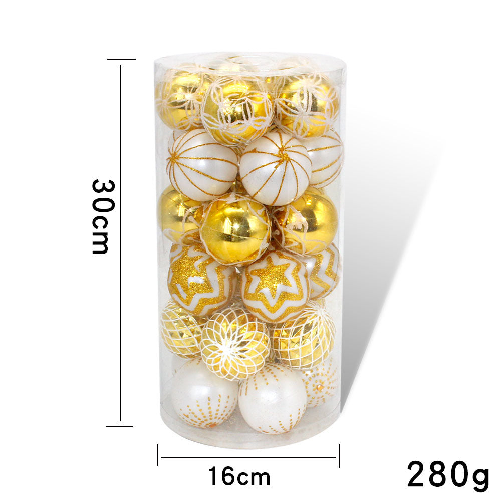 Gouden kerstballen met handbeschildering – set van 30, 6 cm