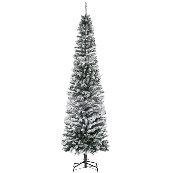 Warmtewereld Besneeuwde smalle kerstboom 228 cm zonder verlichting