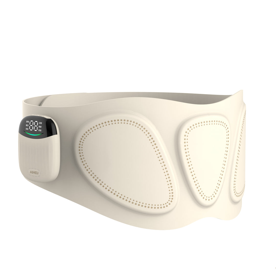 Witte oplaadbare warmtegordel om de taille