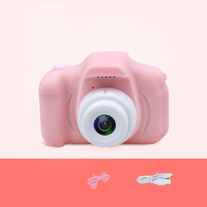 Roze mini kindercamera met siliconen hoesje