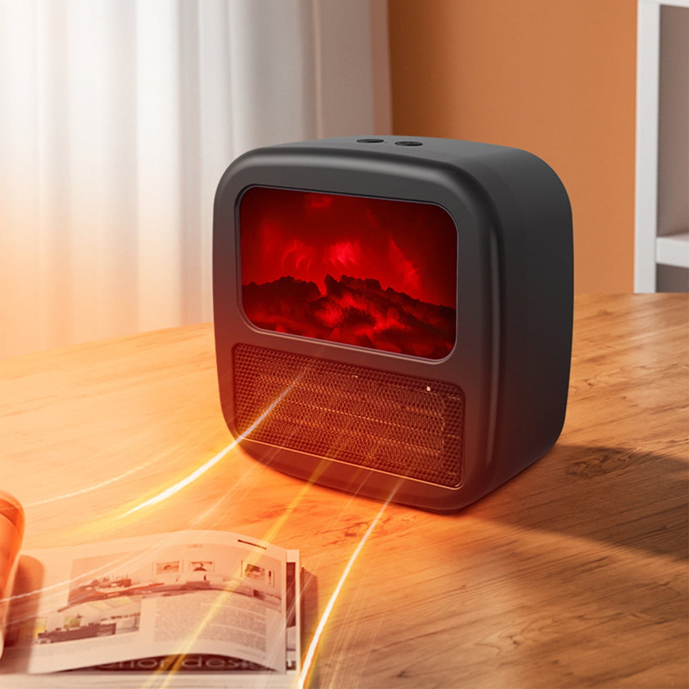 Zwarte mini kachel met 3D vlameffect