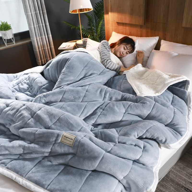 Dikke fleece deken met sherpa voering