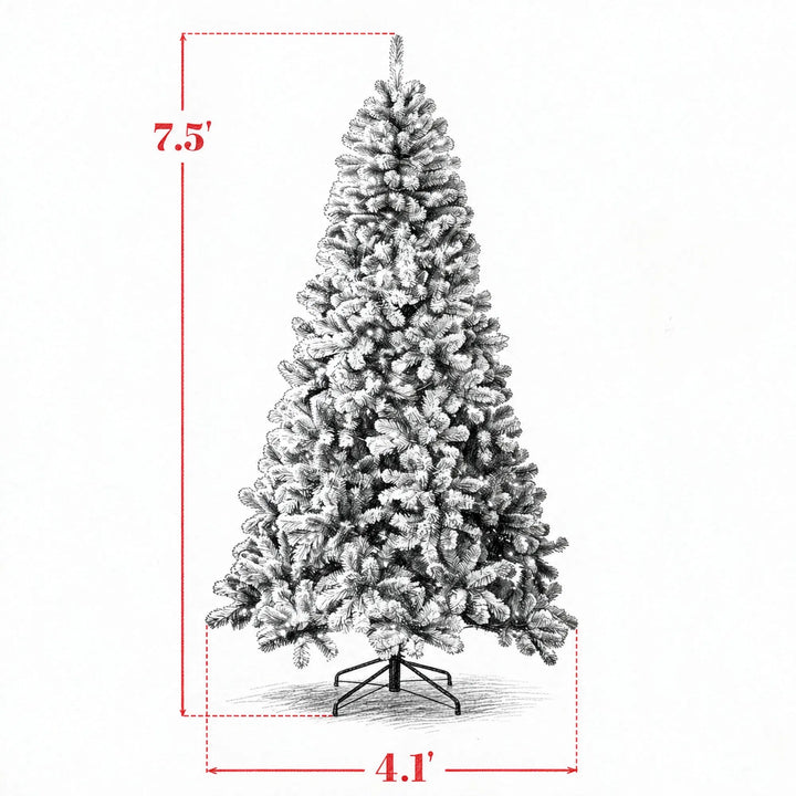 Grote besneeuwde Northern pine met lichtjes