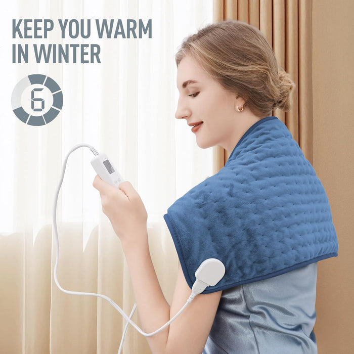Warmtewereld™ Elektrisch warmtekussen van pluche flanel met timer