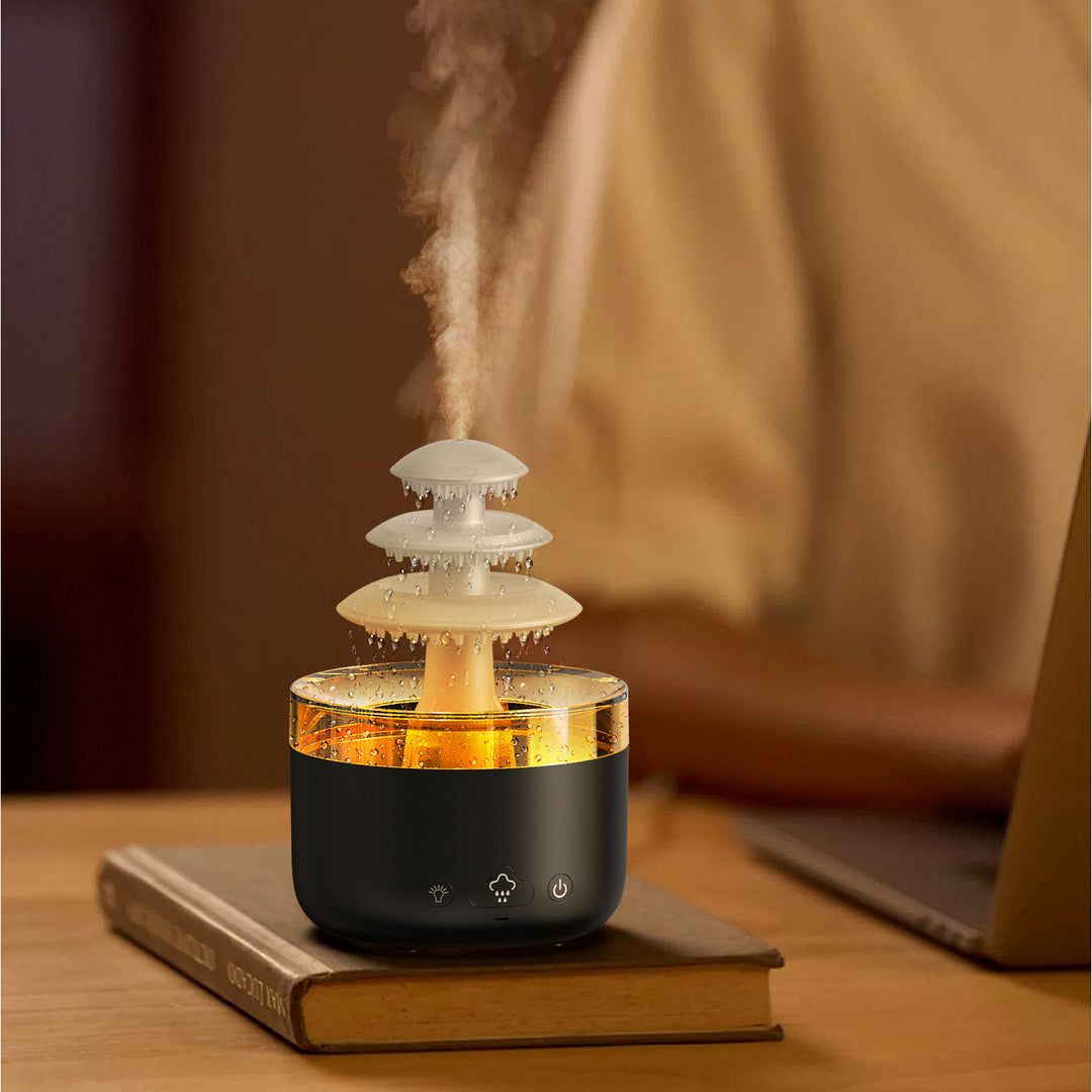 Luchtbevochtiger en aroma diffuser met regenwolk en 7 kleuren
