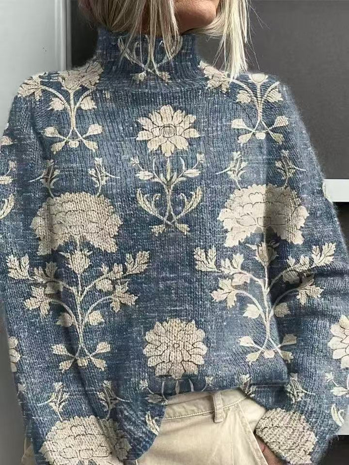 Warmtewereld Losse coltrui met print, van bloemen tot kerstboom